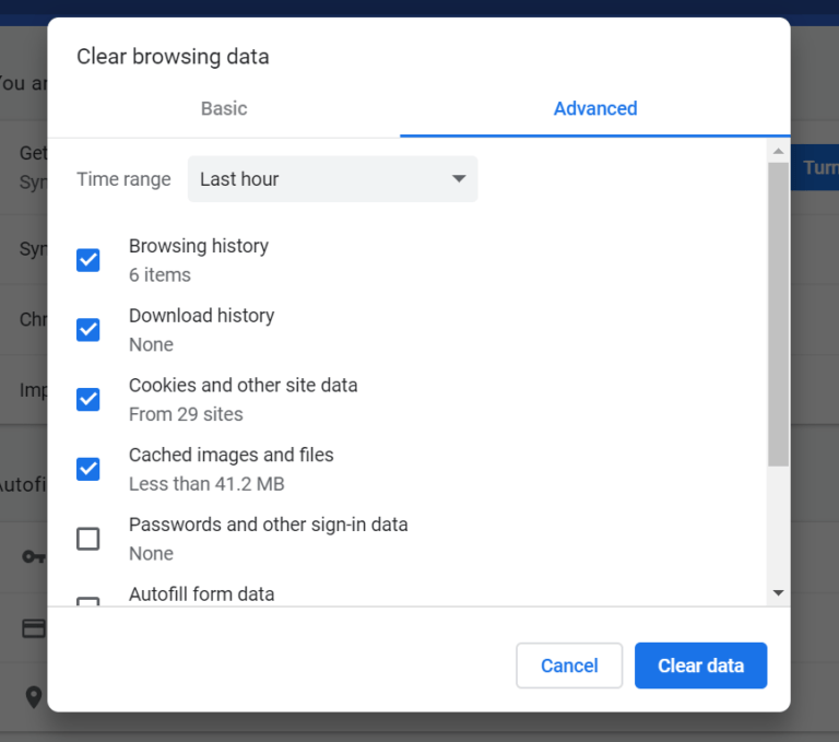 how to clear browser data windows 10