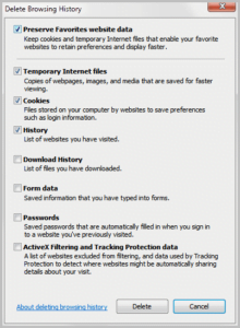 how to clear cookies on internet explorer