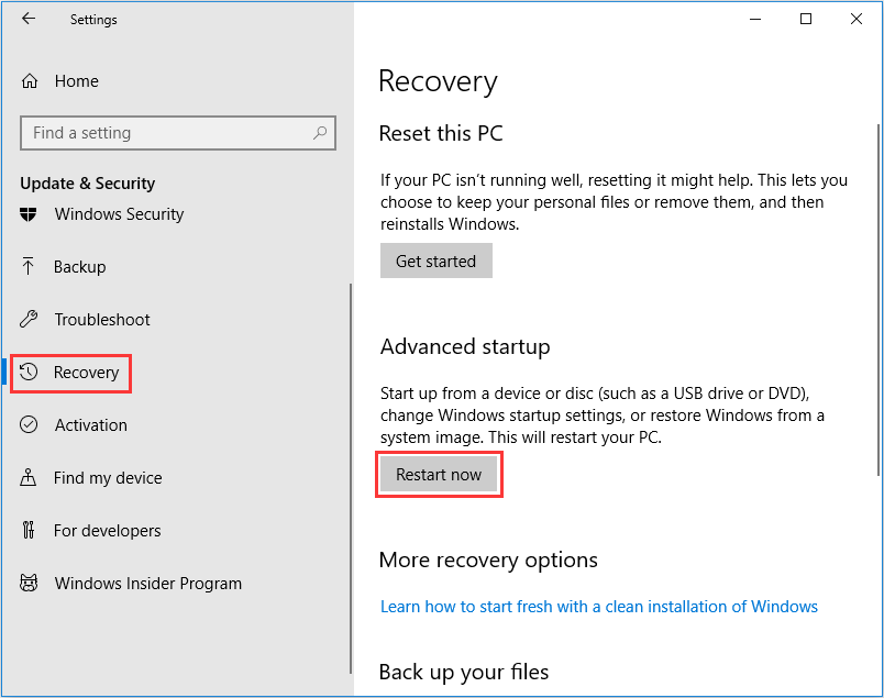 windows 10 registry repair recovery console